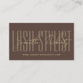 Carte De Visite Lash stylist modern typography script brown (Devant)