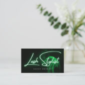 Carte De Visite Lash Stylist Typography Green Neon  (Debout devant)