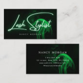 Carte De Visite Lash Stylist Typography Green Neon  (Devant / Derrière)