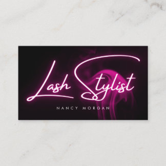 Carte De Visite Lash Stylist Typography Pink Neon 