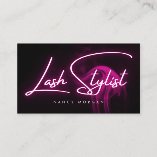 Carte De Visite Lash Stylist Typography Pink Neon  (Devant)