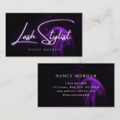 Carte De Visite Lash Stylist Typography Purple Neon  (Devant / Derrière)