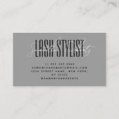 Carte De Visite Lash styliste typographie moderne script gris (Dos)