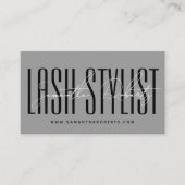 Carte De Visite Lash styliste typographie moderne script gris (Devant)