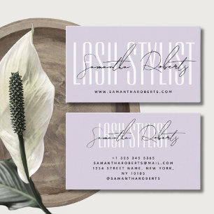 Carte De Visite Lash styliste typographie moderne script lavande