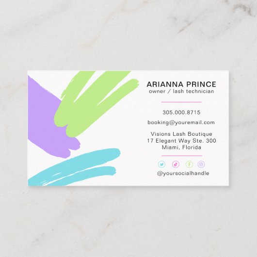 Carte De Visite Lash Tech Eyelash Extensions Lashes Boutique Neon  (Dos)