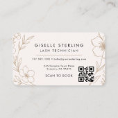 Carte De Visite Lash Tech Floral QR Code Professional (Dos)
