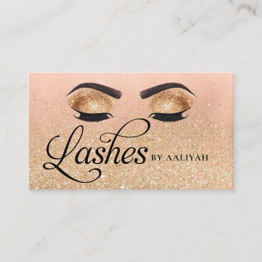 Carte De Visite Lash Tech Gold Glam Parties scintillant Eyes Beaut (Devant)