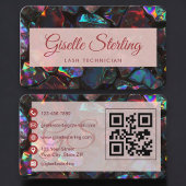 Carte De Visite Lash Tech Opal Black QR Code