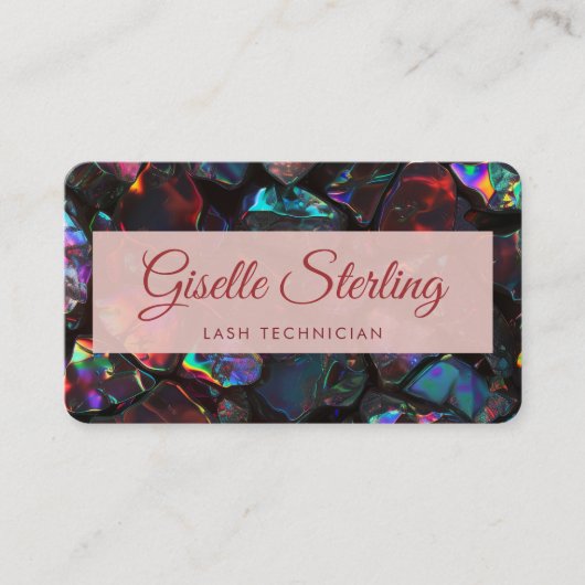 Carte De Visite Lash Tech Opal Noir Code QR (Devant)
