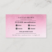 Carte De Visite Lash Tech Rose Red Pink Glam Parties scintillant y (Dos)