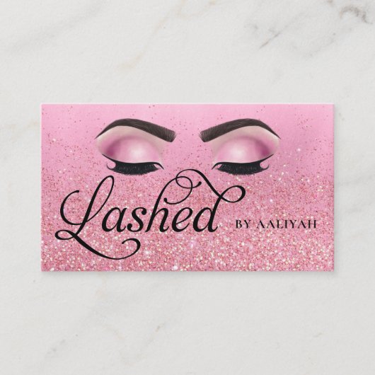 Carte De Visite Lash Tech Rose Red Pink Glam Parties scintillant y (Devant)
