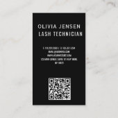 Carte De Visite Lash Tech Salon Photo Black Luxe QR Code (Dos)