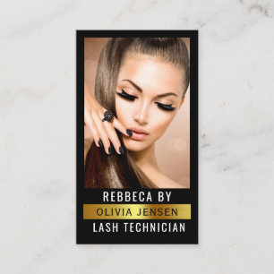 Carte De Visite Lash Tech Salon Photo Black Luxe QR Code