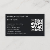 Carte De Visite Lash Tech Salon Photo Black Luxe QR Code (Dos)