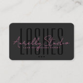 Carte De Visite Lash Tech Studio Minimal Rose Noir Rendez-vous (Devant)