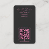Carte De Visite Lash Tech Studio Minimal Rose Noir Rendez-vous (Dos)
