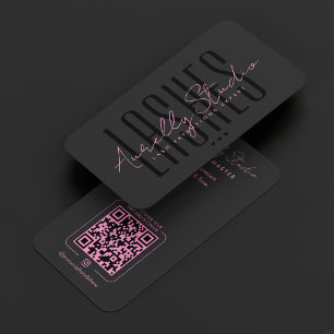 Carte De Visite Lash Tech Studio Minimal Rose Noir Rendez-vous