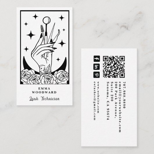 Carte De Visite Lash Tech Tarot Business Card (Devant / Derrière)