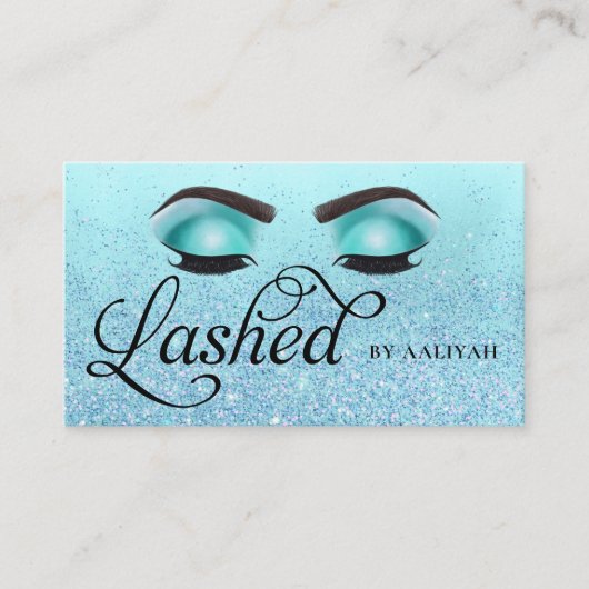 Carte De Visite Lash Tech Turquoise Blue Glam Parties scintillant (Devant)
