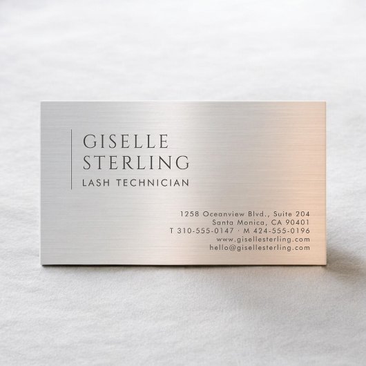 Carte De Visite Lash Technician Brushed Metal