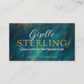 Carte De Visite Lash Technician Dark Opal Glam Modern QR Code (Devant)