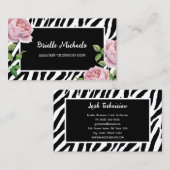 Carte De Visite Lash Technician Glam Zebra Rose (Devant / Derrière)
