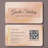 Carte De Visite Lash Technician Neutral Beige Gold QR Code