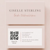 Carte De Visite Lash Technician QR Code Blush Pink 
