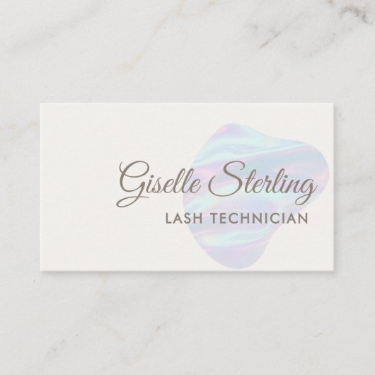 Carte De Visite Lash Technicien Iridescente Pearl Opal Abstrait (Devant)