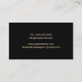 Carte De Visite Lash Technicien moderne Black & Gold Parties scint (Dos)