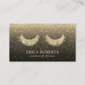 Carte De Visite Lash Technicien moderne Black & Gold Parties scint (Devant)