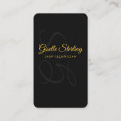Carte De Visite Lash Technicien Monogramme Black Gold QR Code Beau (Devant)