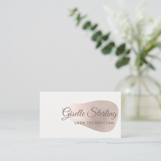 Carte De Visite Lash Technicien Rose Gold Foil Blush Beauté (Debout devant)