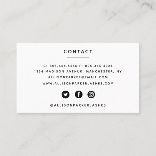 Carte De Visite "Lashes" (Dos)