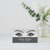 Carte De Visite Lashes Artiste maquillage Blue Eyes Silver Sequin (Debout devant)