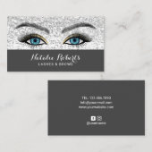 Carte De Visite Lashes Artiste maquillage Blue Eyes Silver Sequin (Devant / Derrière)