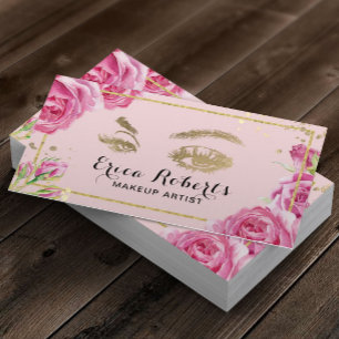 Carte De Visite Lashes Artiste maquillage Élégant Salon Floral Ros