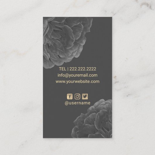 Carte De Visite Lashes Artiste maquillage Esthétique Flore foncée (Dos)