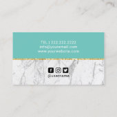 Carte De Visite Lashes Artiste maquillage Eyelash Turquoise & Marb (Dos)