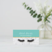Carte De Visite Lashes Artiste maquillage Eyelash Turquoise & Marb (Debout devant)