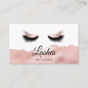 Carte De Visite Lashes Artiste maquillage Faux feuille d'or rose