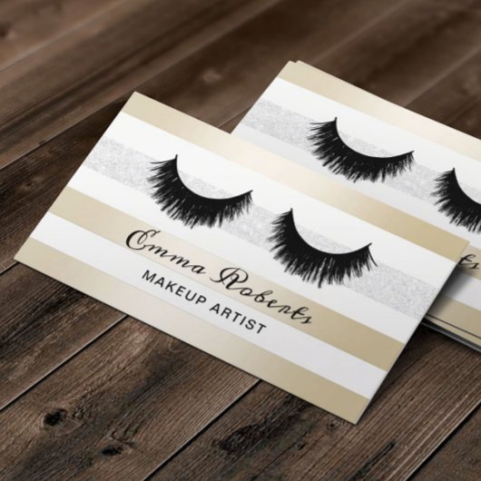 Carte De Visite Lashes Artiste maquillage Moderne Gold & Silver St