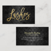 Carte De Visite Lashes Black Gold moderne Texte noir Damas (Devant / Derrière)