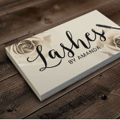 Carte De Visite Lashes Black Script Ivory Floral Extension