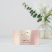 Carte De Visite Lashes Bros logo maquillage Rose social Gold (Debout devant)