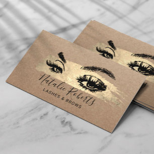 Carte De Visite Lashes Bros Maquillage Artiste Gold Brushstroke Sa