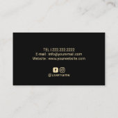 Carte De Visite Lashes Bros maquillage Artiste moderne Noir & Or (Dos)