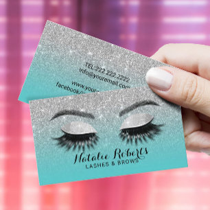 Carte De Visite Lashes Bros maquillage Artiste Turquoise & Parties