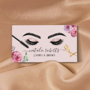 Carte De Visite Lashes Brosse Artiste maquillage Blush Floral Eyel